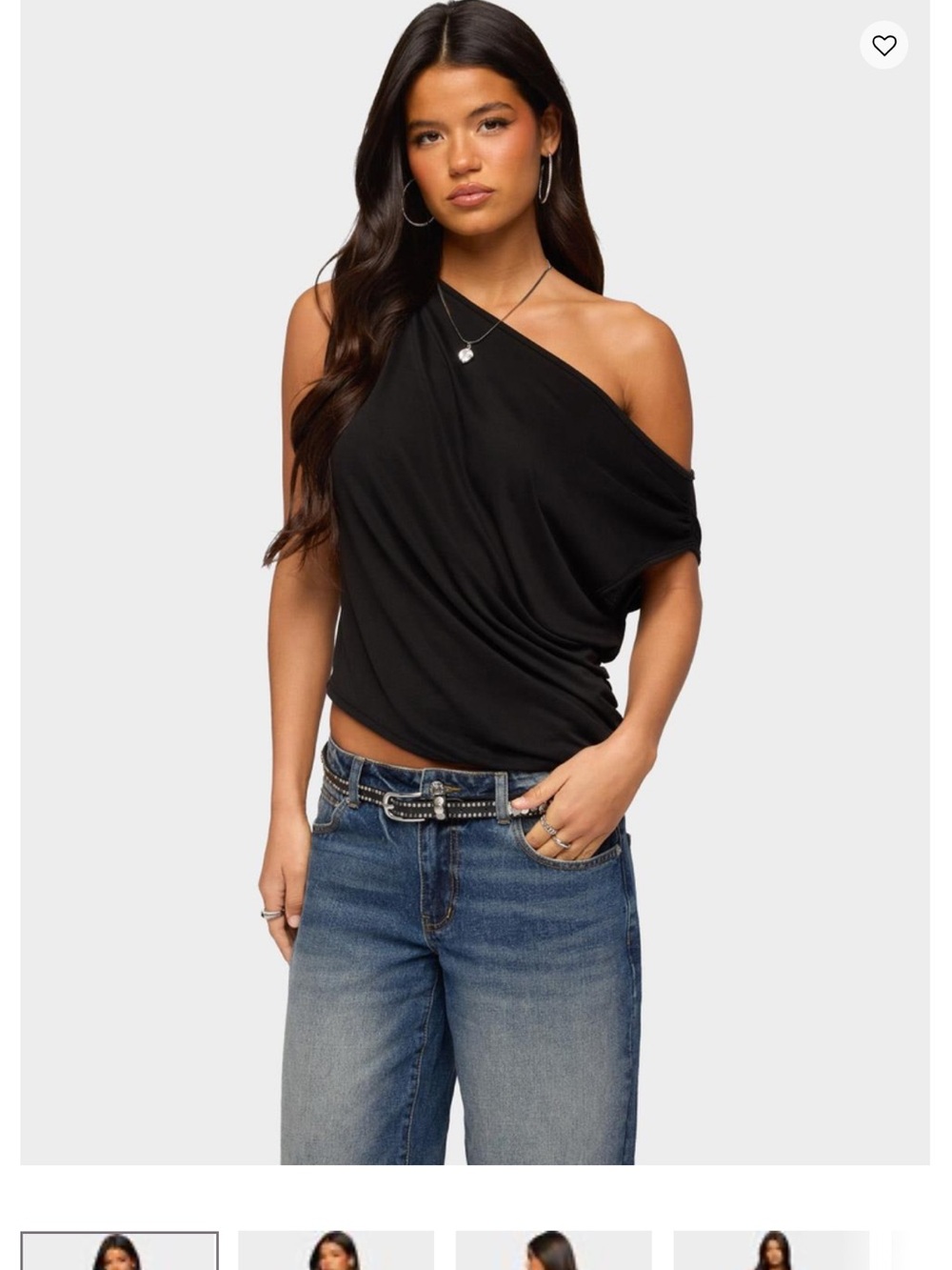 EDIKTED Ofelia Asymmetric Off Shoulder Ruched Top